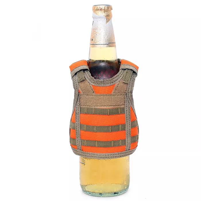 Mini Schutzweste für Bierflasche / Weinflasche / Thermosflasche - Orangerot