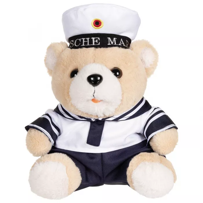 Teddybär mit Anzug und Mütze, Marine, ca. 28 cm hoch