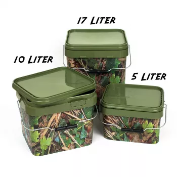 Futtereimer mit Deckel - Rechteck - 10 Liter - Camouflage (Motiv Waldboden)