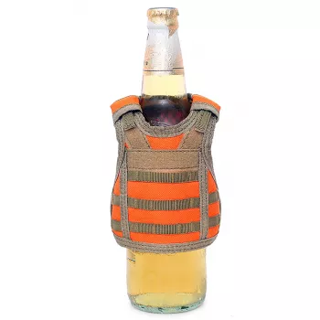 Mini Schutzweste für Bierflasche / Weinflasche / Thermosflasche - Orangerot