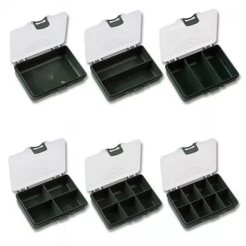 Red Carp® Kleinteilebox / Patronenbox - 10,5 x 7 x 2,5cm - 3 Fächer - Oliv / Transparent